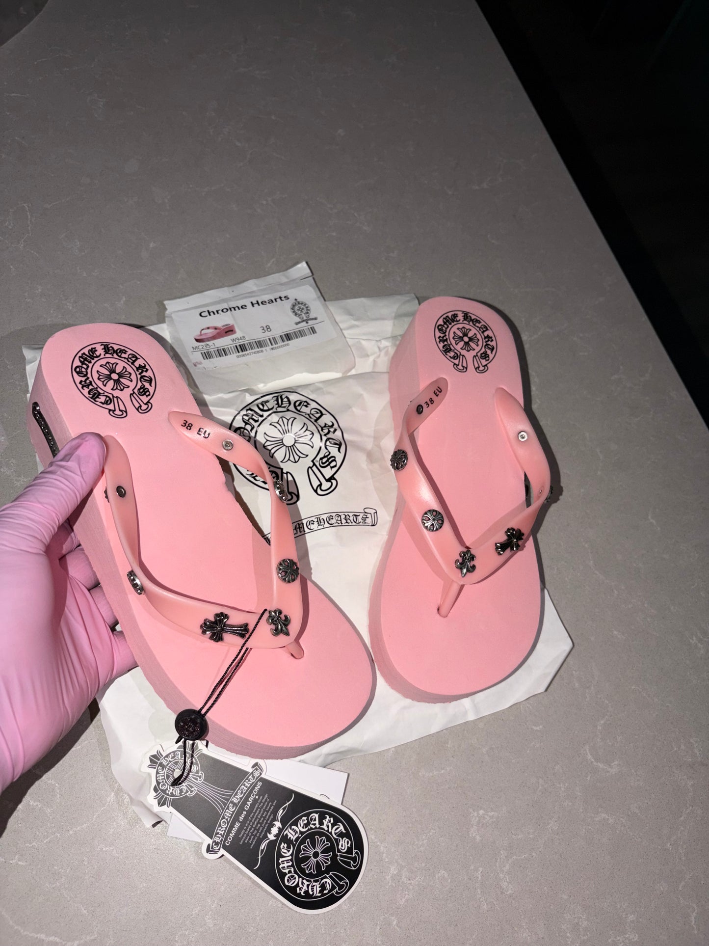 Chrome heart sandals (also do pre-order if item is not in stock)